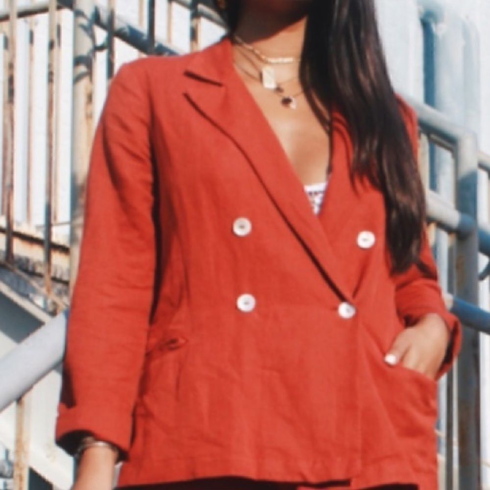 Free People lightweight blazer linen blend red orange small